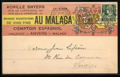 AK Grandes Dégustations de Vins Fins Au Malaga, Achille Snyers