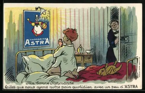 AK Reklame für Astra Margarine, Kind beim Gebet