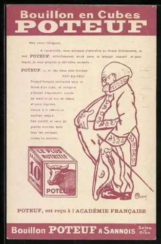 AK Reklame für Buoillon en Cubes Poteuf à Sannois mit beleibtem General