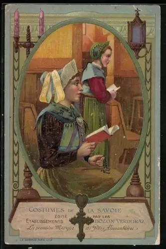 AK Rhône-Alpes, Etablissements Bozon Verduraz, Costumes de la Savoie, Frauen in Tracht in der Kirche