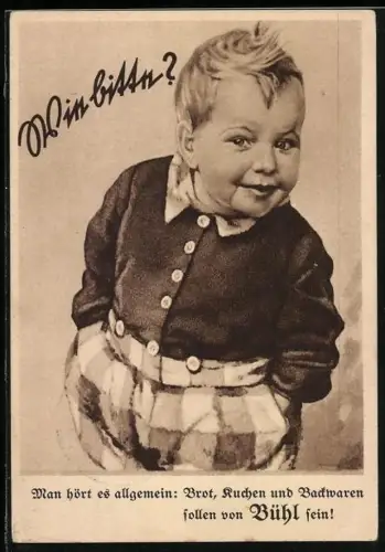 AK Keckes Kleinkind in karierter Hose, Kekse für die backwaren von Bühl