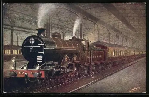AK LBSCR 41 at Victoria Station, englische Eisenbahn im Bahnhof