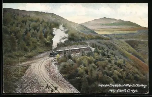 AK View on the Vale of Rheidol Railway near Devil`s Bridge, englische Eisenbahn