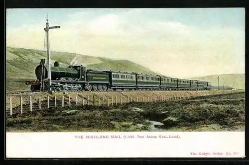 AK Englische Eisenbahn The Highland Mail, bei voller Fahrt