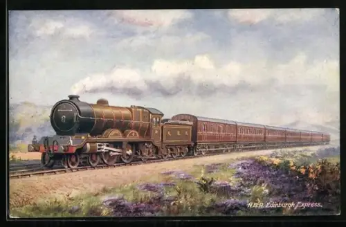 Künstler-AK Schottische Eisenbahn Edinburgh Express