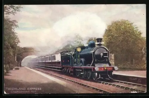 Künstler-AK Highland Express, Caledonian RLY, englische Eisenbahn