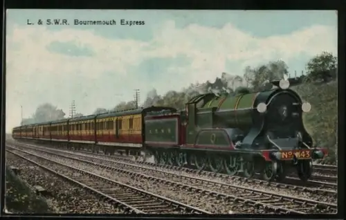 AK Englische Eisenbahn, Lolomotive No. 143 der L. & S. W. R. Bournemouth Express