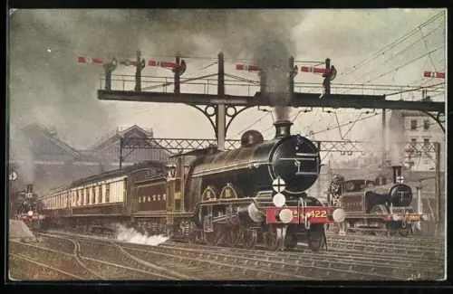Künstler-AK englische Eisenbahn, L.B. & S.C.R. Locomotive no. 422 Southern Belle leaving Victoria