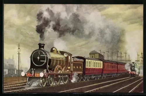 Künstler-AK Aberdeen, Englische Eisenbahn-Lokomotive N. 898 Sir Walter Scott der N. B. R.