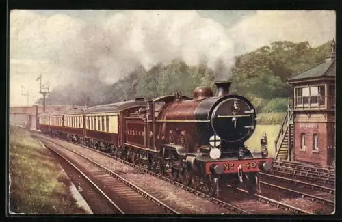AK Southern Belle passing Tooting Bec Common, englische Eisenbahn