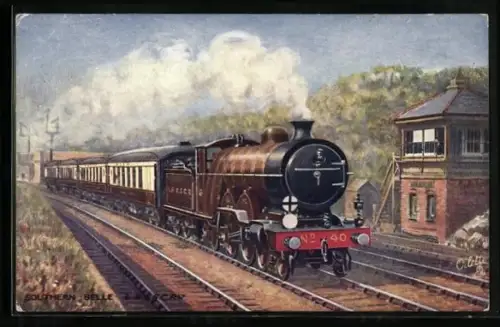 AK Southern Belle, L. B. & S. C. Railway, Train between London and Brighton, englische Eisenbahn