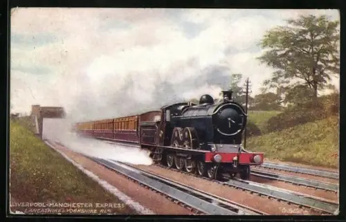 AK englische Eisenbahn Liverpool-Manchester Express