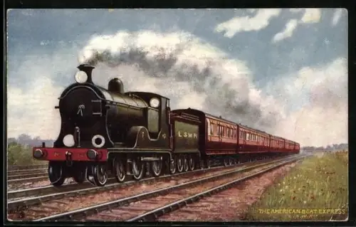 AK Englische Eisenbahn The American Boat Express, L. S. W. R.