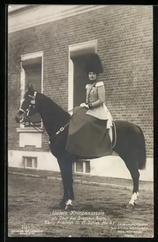 AK Kronprinzessin Cecilie zu Pferde als Chef des Dragoner-Regiments König Friedrich III. (II.Schles. No. 8)