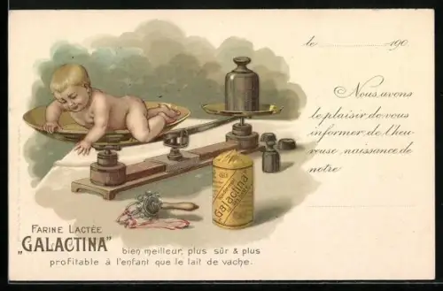Lithographie Farine Lactée Galactina, Kindermehl Reklame