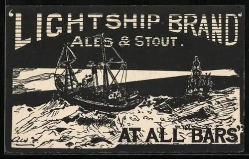 Künstler-AK Lightship Brand Ales & Stout, Brauerei-Werbung