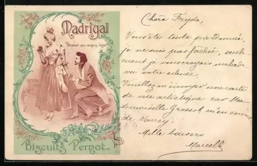 Lithographie Madrigal Biscuits Pernot, Reklame Kekse