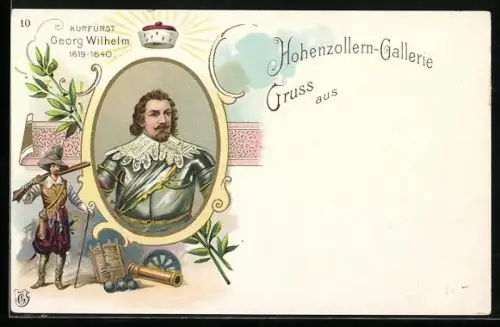 Lithographie Kurfürst Georg Wilhelm im Porträt