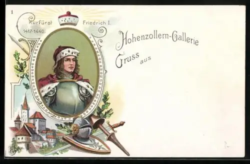 Lithographie Kurfürst Friedrich I. von Preussen im Porträt