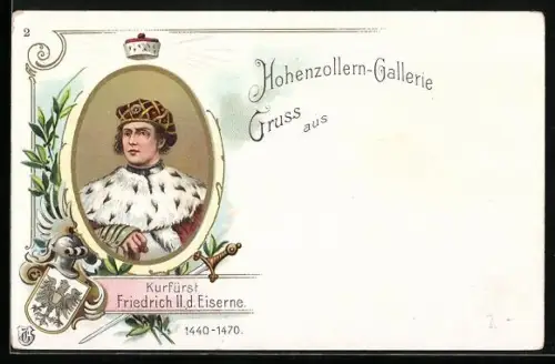 Lithographie Kurfürst Friedrich II. der Eiserne