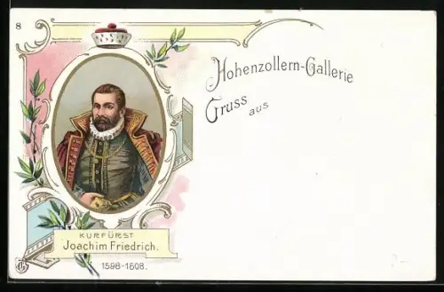 Lithographie Kurfürst Joachim Friedrich von Preussen im Porträt