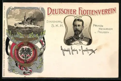 AK Deutscher Flottenverein, Kriegsschiff, Prinz Heinrich von Preussen