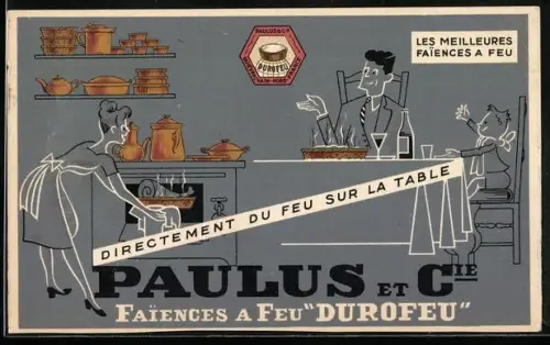 AK Quiévrechain, Faiences a feu Durofeu, Reklame für Töpfer-Produkte von Paulus et Cie
