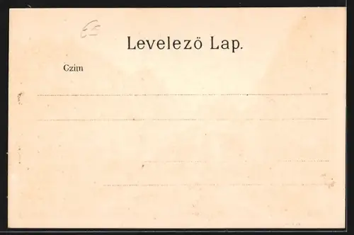 Lithographie Budapest, Fabrikengasse mit Springbrunnen