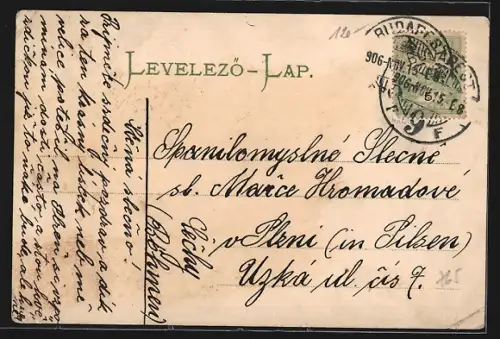 AK Budapest, Stadtwäldchen-Teich mit Booten