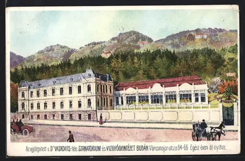 Künstler-AK Budapest, Buda, Szanatorium Dr. Vaskovits, Városmajor-utcza 64-66