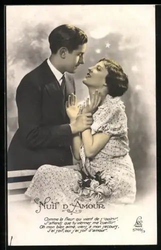 Foto-AK Leo, Paris Nr. 5749/3: Junges Paar in enger Zweisamkeit