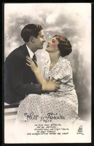 Foto-AK Leo, Paris Nr. 5749/4: Junges Paar vor einem Kuss