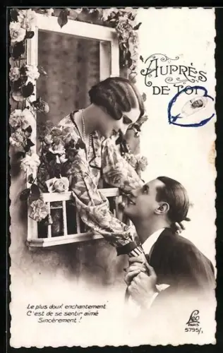 Foto-AK Leo, Paris Nr. 5795/1: Junger Herr am Fenster seiner Angebeteten