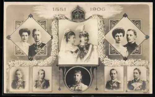 AK Das Deutsche Kaiserpaar mit Familie, Portraits, 1881-1906