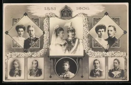 AK Das Deutsche Kaiserpaar mit Familie, Portraits, 1881-1906