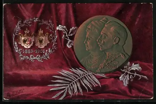 AK Zur Erinnerung an die Silberhochzeit unseres Kaiserpaares 1906