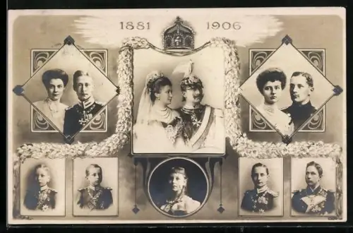 AK Das Deutsche Kaiserpaar mit Familie, Portraits, 1881-1906