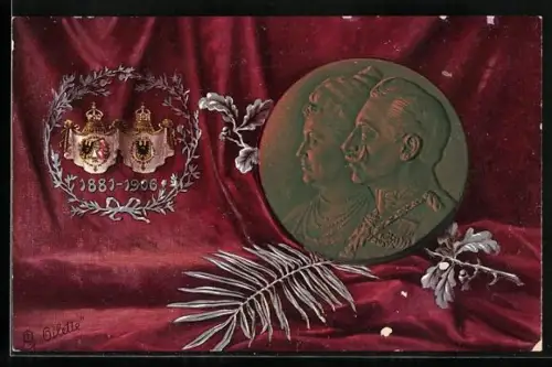 AK Zur Erinnerung an die Silberhochzeit unseres Kaiserpaares 1906