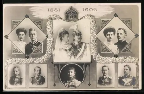 AK Das Deutsche Kaiserpaar mit Familie, Portraits, 1881-1906