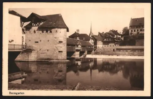 AK Bremgarten /AG, Blick auf die gedeckte Brücke