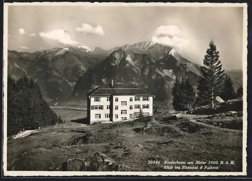 AK Oberschan, Kinderheim am Alvier, Blick ins Rheintal & Falknis