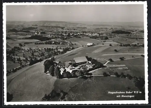 AK Menzingen, Gubel mit Menzingen, Fliegeraufnahme