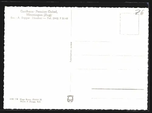 AK Menzingen, Gubel mit Menzingen, Fliegeraufnahme