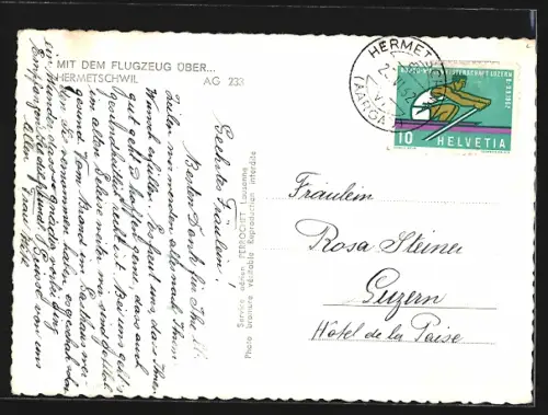 AK Hermetschwil /Ag, Teilansicht, Fliegeraufnahme