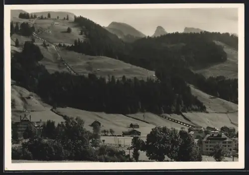 AK Unterwasser-Iltios, Ortspartie mit Drahtseilbahn