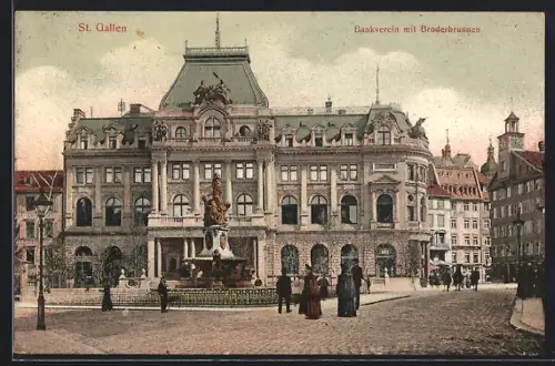 AK St. Gallen, Bankverein mit Broderbrunnen