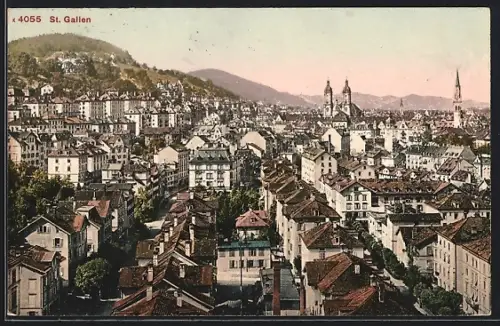 AK St. Gallen, Teilansicht mit Strassenpartie