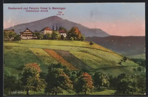 AK Menzingen, Restaurant und Pension Gubel mit der Rigi