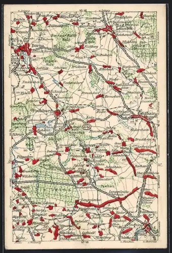 AK Borna / Sachsen, Umgebungskarte, Wona-Verlag