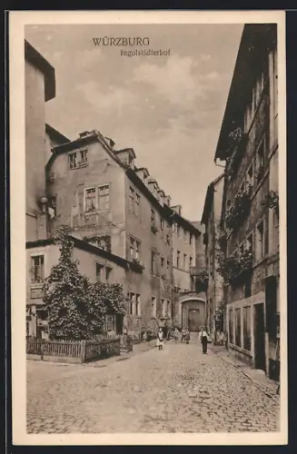AK Würzburg, Strassenpartie am Ingolstädterhof